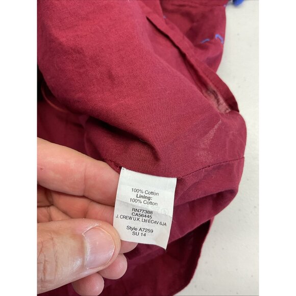 J. Crew Burgundy Size 10 Embroidered Pom Pom Tank Coastal Bohemian Summer - Picture 5 of 10